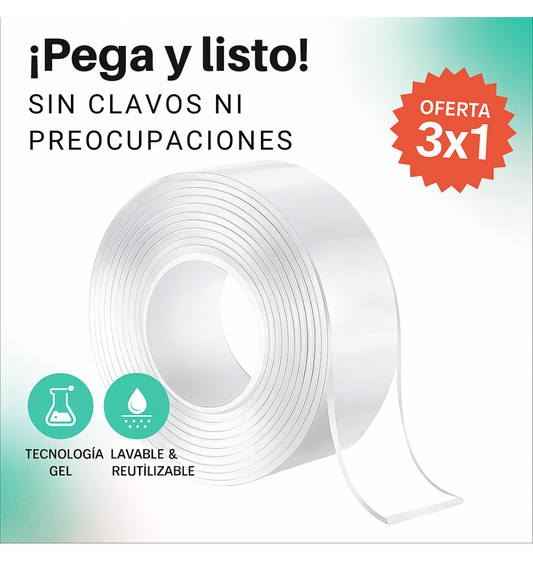 Promoción 3x1 Cinta Doble Faz lavable y reutilizable